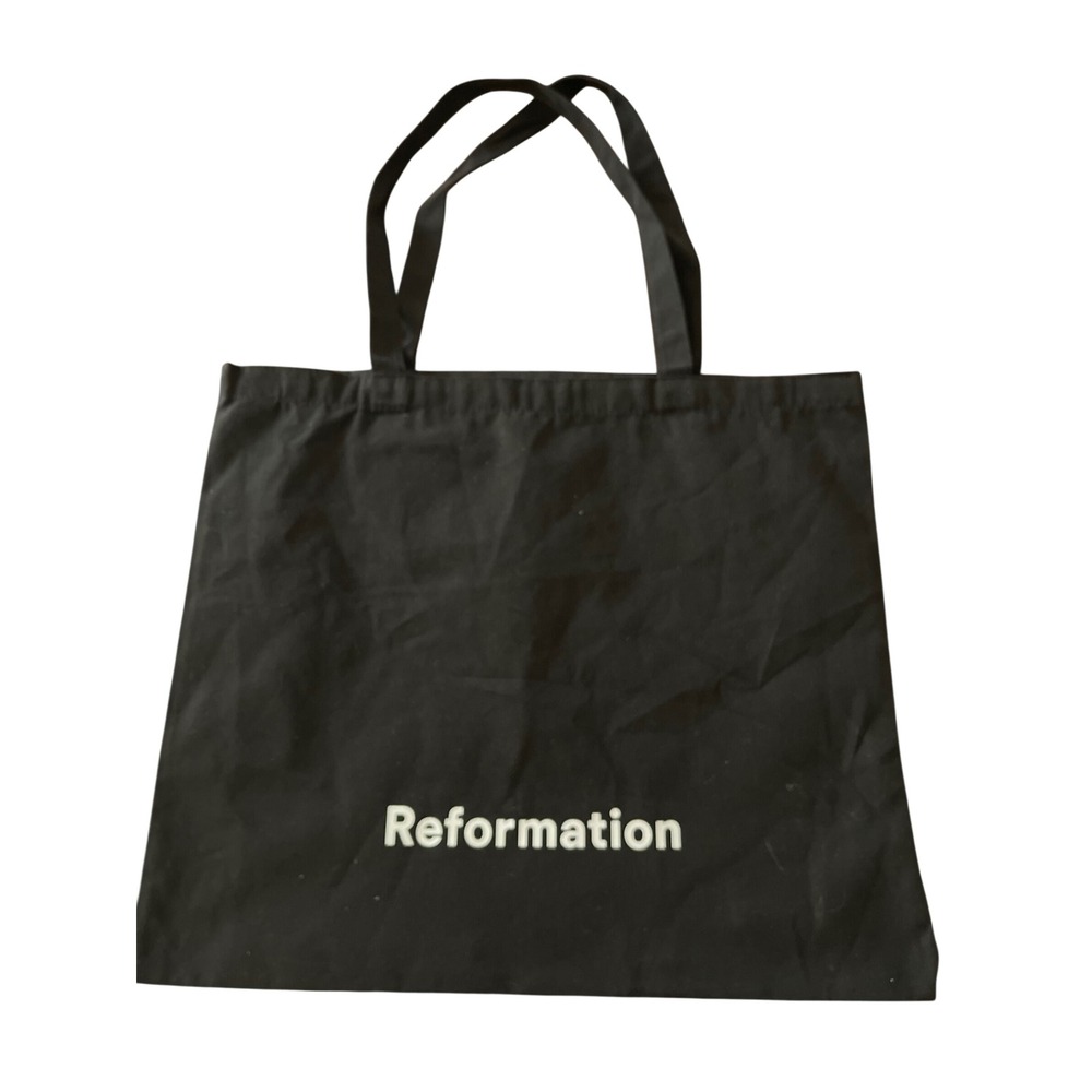 Reformation Black Canvas Logo Tote Bag Sustainable Everyday Carryall